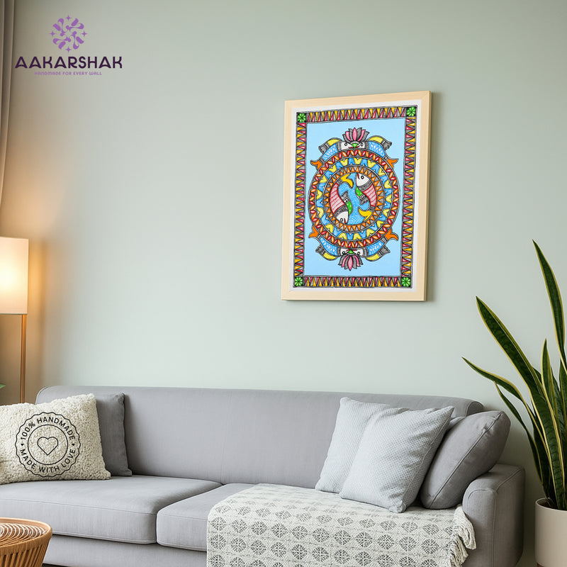 vibrant handmade fish painting-depicting indian folk traditions