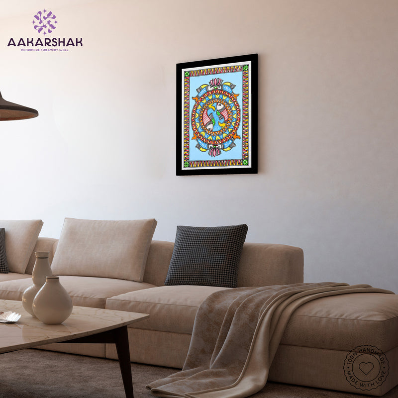 vibrant handmade fish painting-depicting indian folk traditions