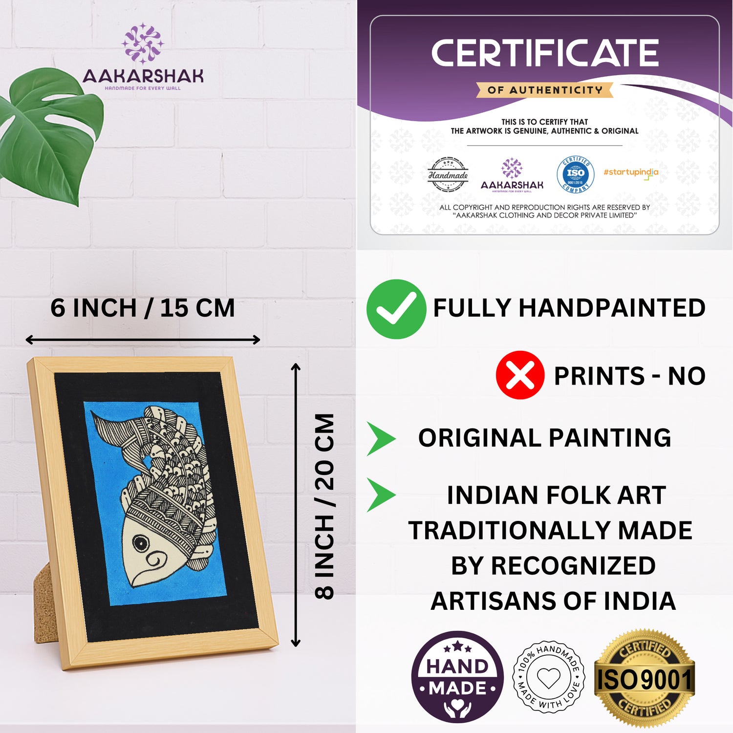 handmade iso certified madhubani-fish painting
