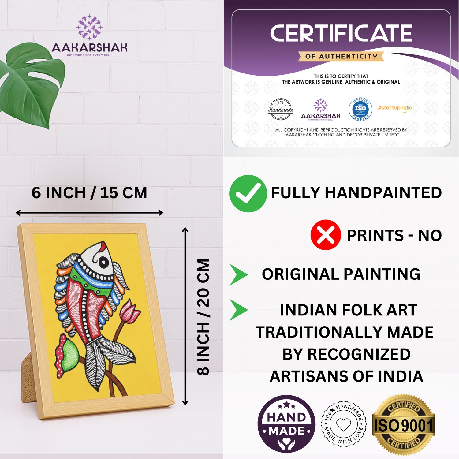 handmade iso certified madhubani-fish painting
