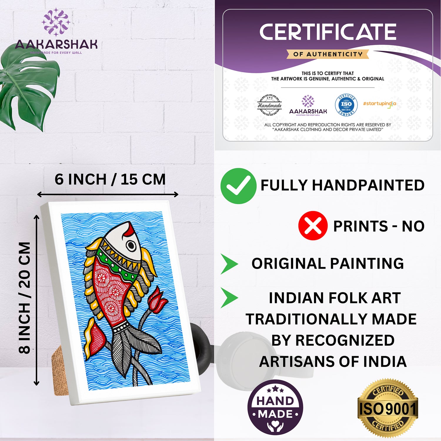 handmade iso certified madhubani-fish painting

