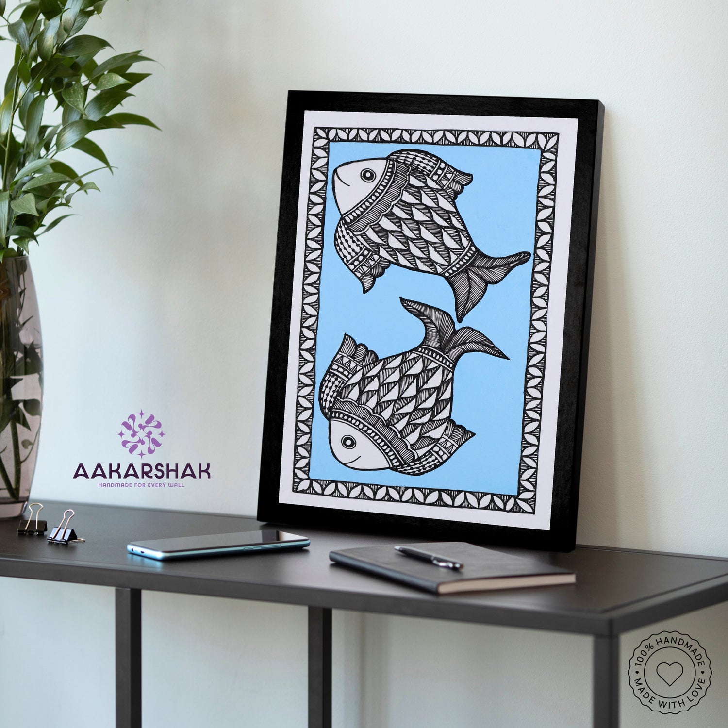 vibrant handmade fish painting-depicting indian folk traditions