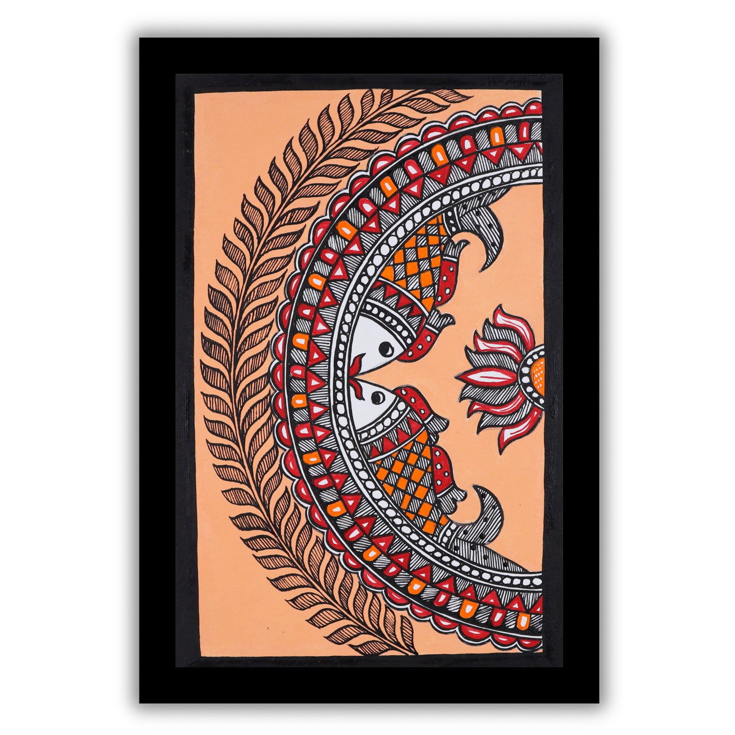 handmade madhubani painting painting fish-in vibrant traditional folk art style