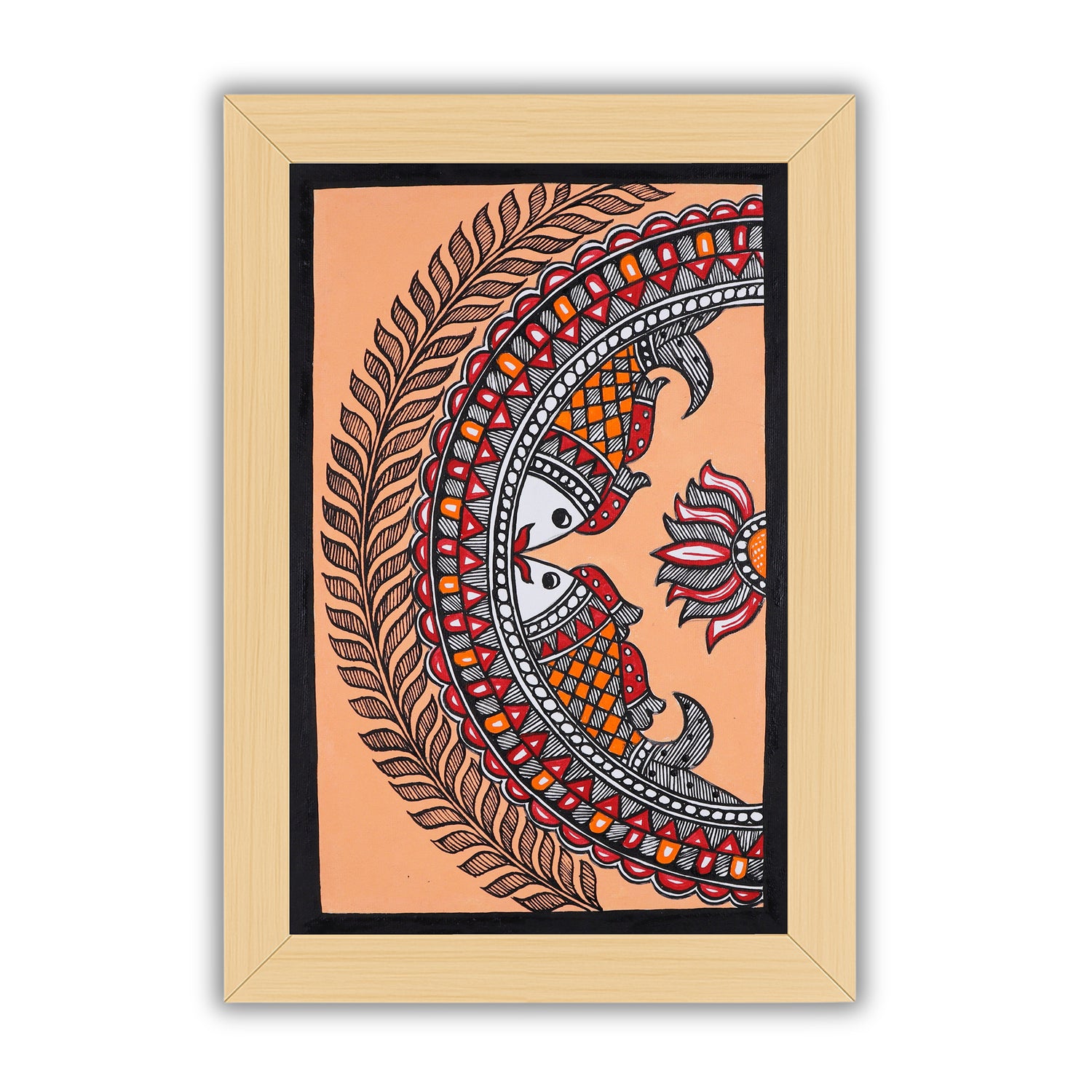 handmade madhubani painting painting fish-in vibrant traditional folk art style