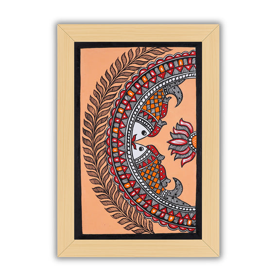 handmade madhubani painting painting fish-in vibrant traditional folk art style