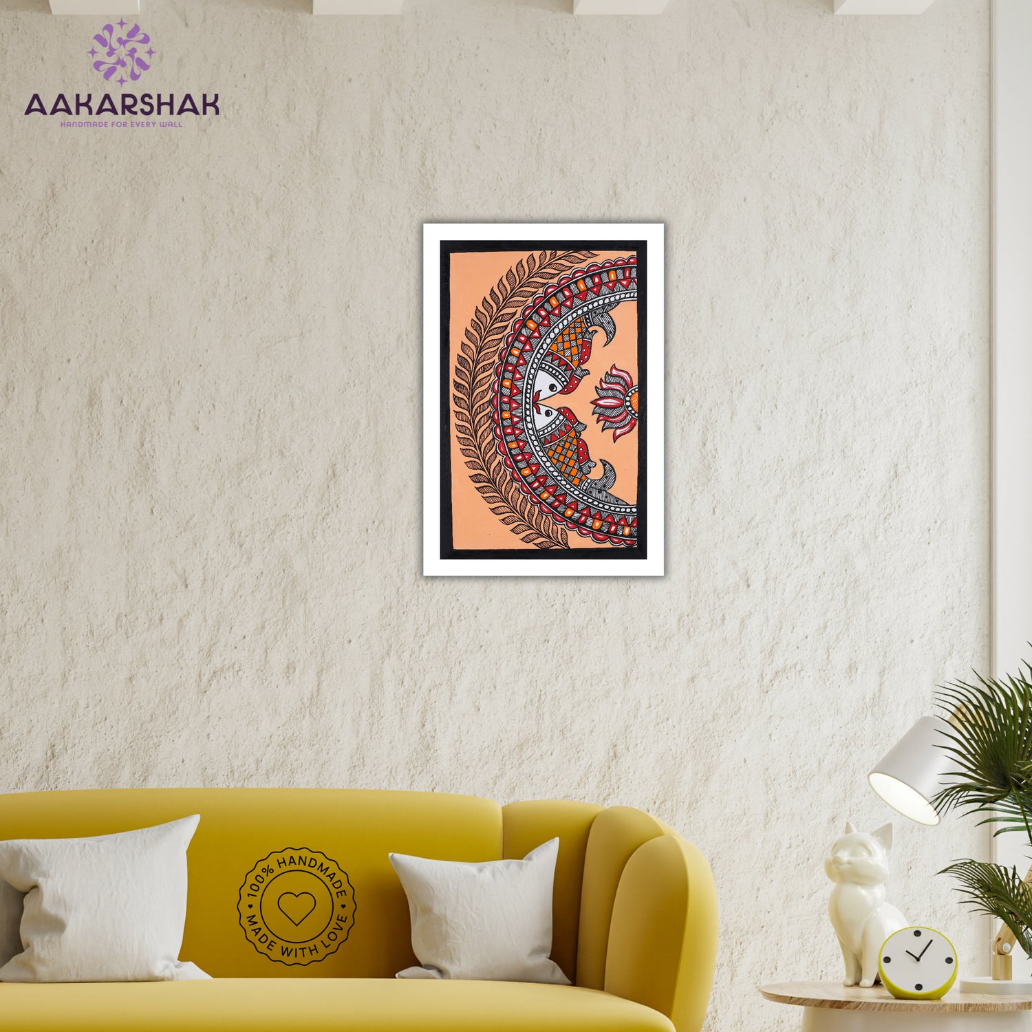 vibrant handmade fish painting-depicting indian folk traditions