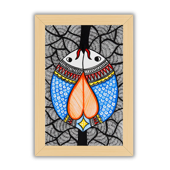handmade madhubani painting painting fish-in vibrant traditional folk art style