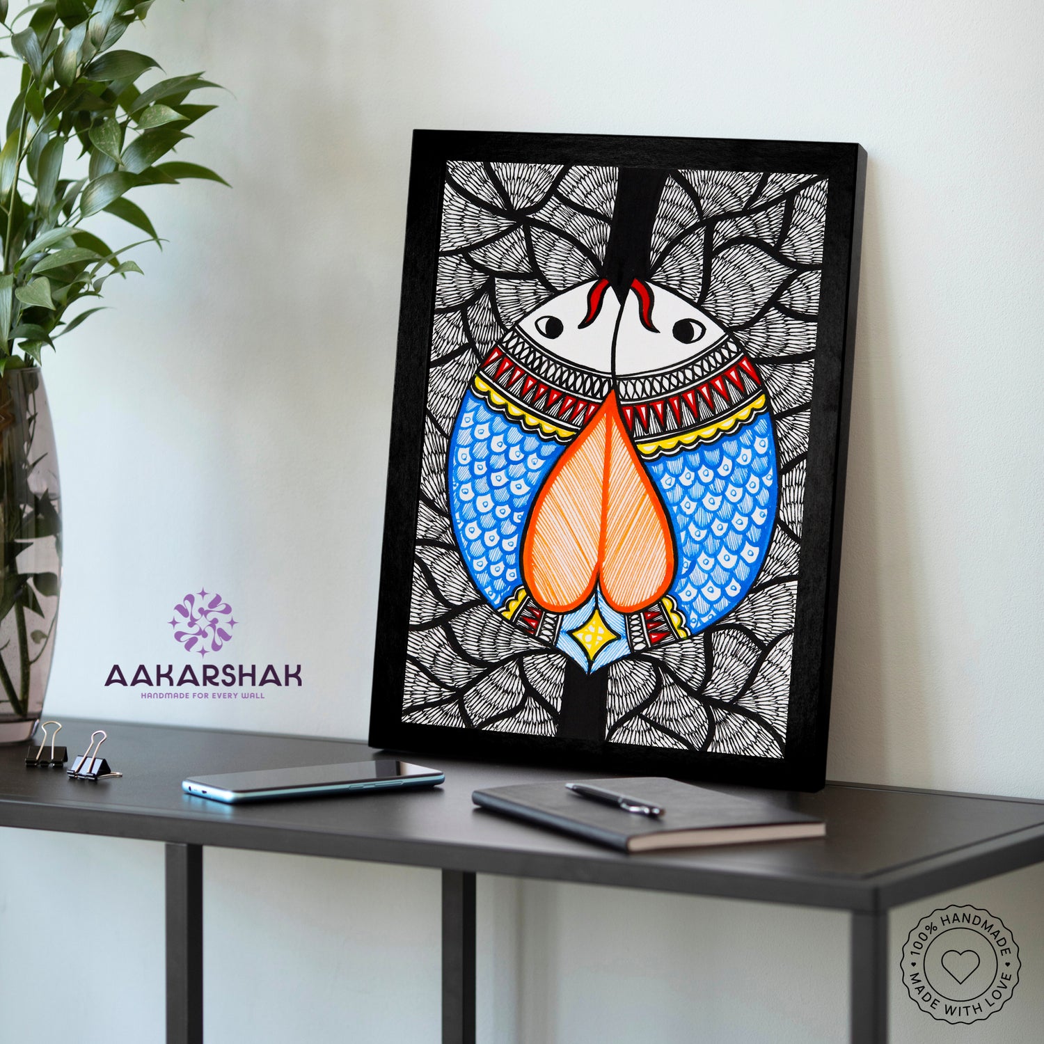 vibrant handmade fish painting-depicting indian folk traditions
