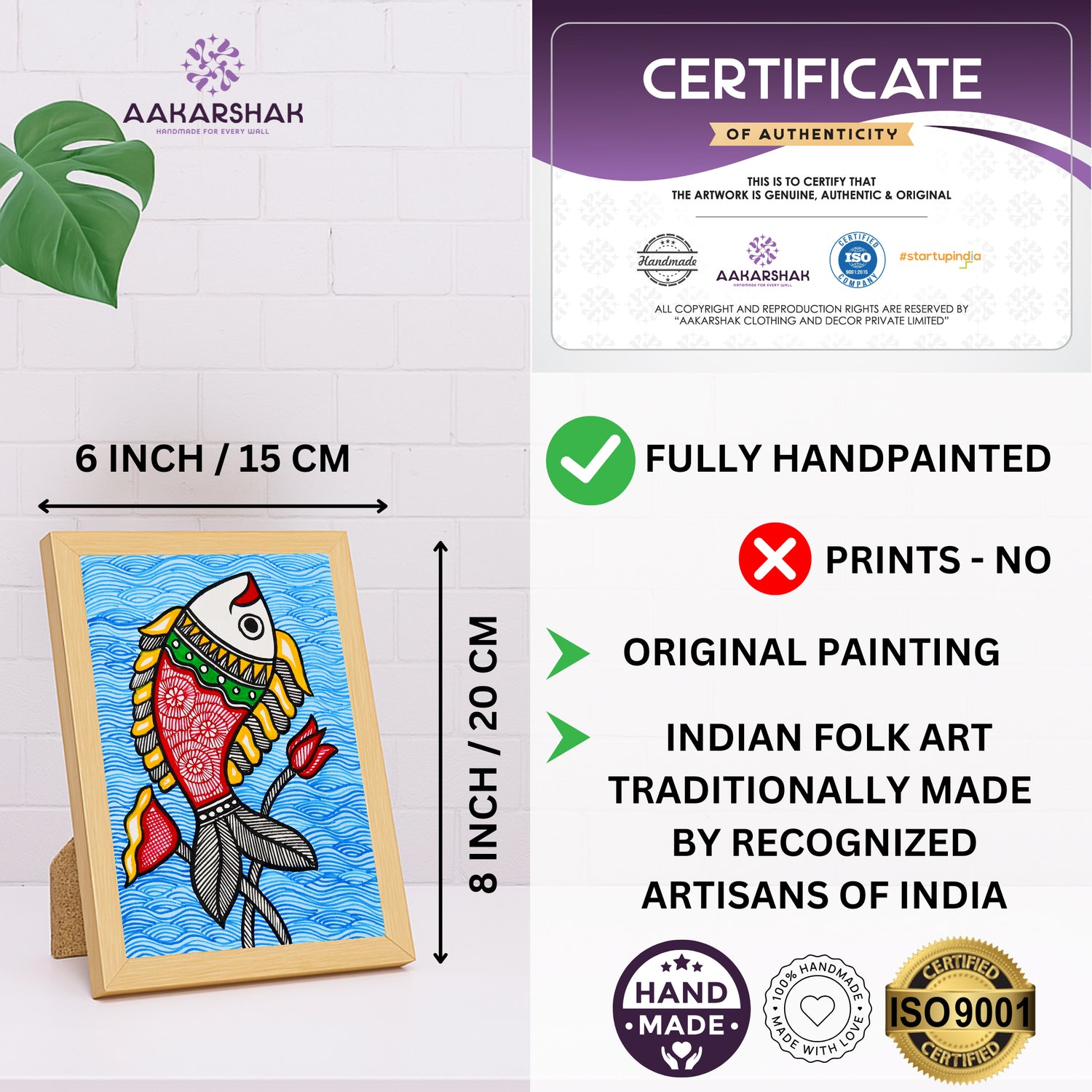 handmade iso certified madhubani-fish painting
