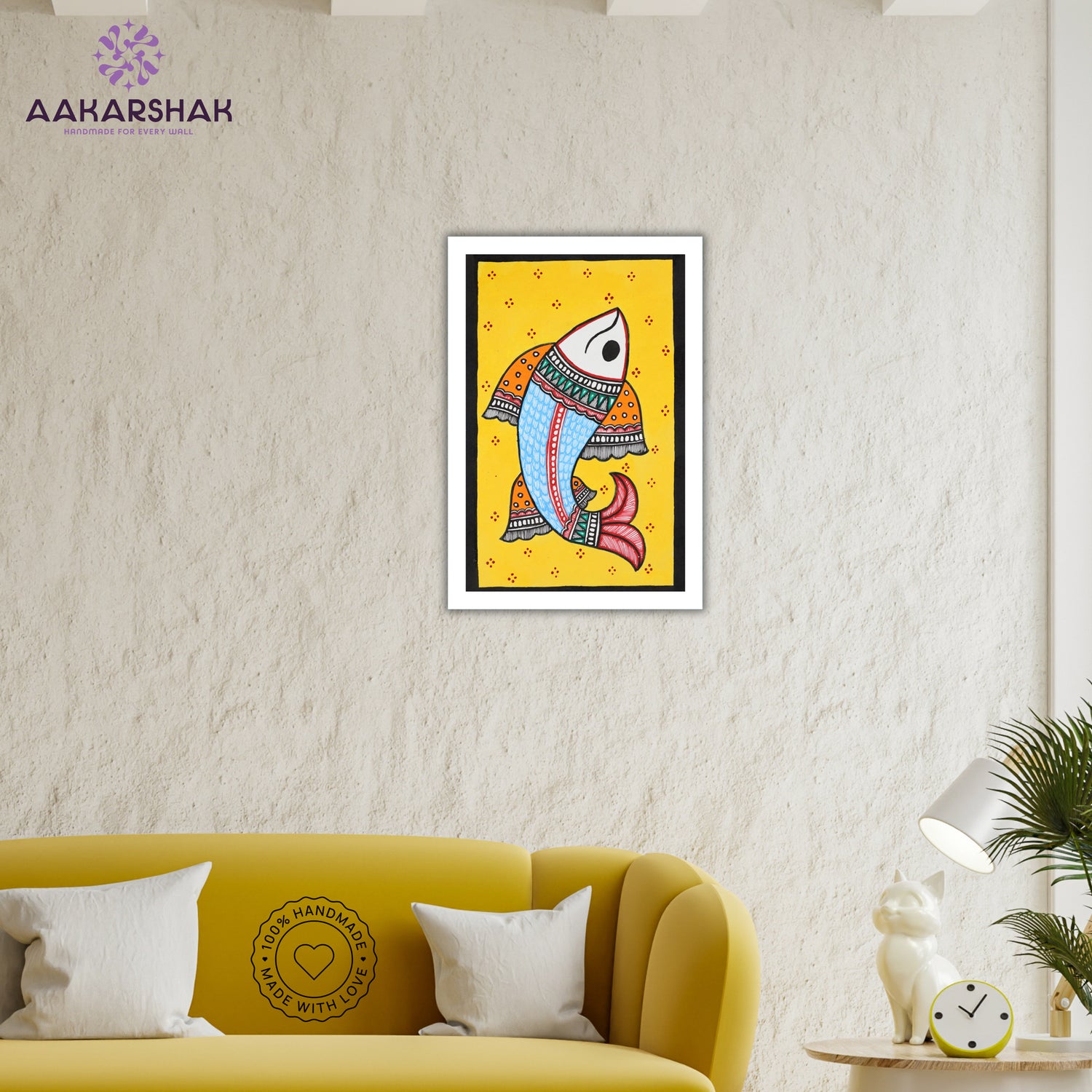 vibrant handmade fish painting-depicting indian folk traditions