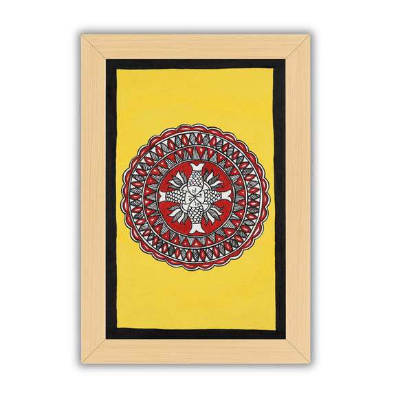 handmade madhubani painting painting fish-in vibrant traditional folk art style