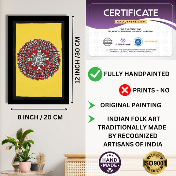 Decorative handmade art with dimensions and authenticity certificate -iso certified fish madhubani painting