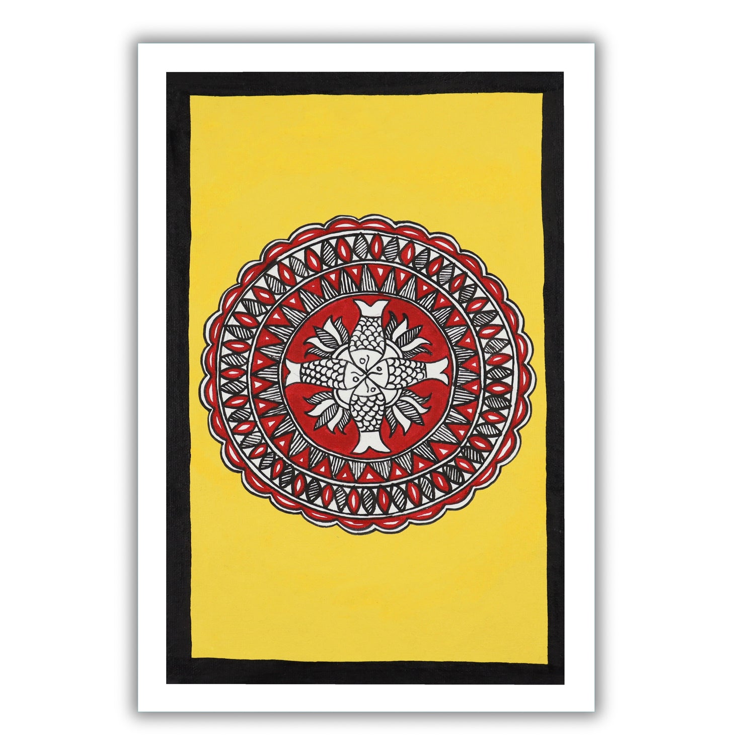 handmade madhubani painting painting fish-in vibrant traditional folk art style