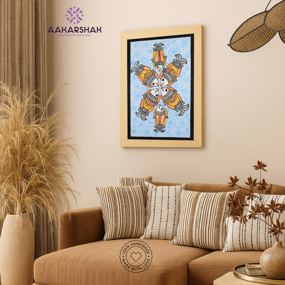 vibrant handmade fish painting-depicting indian folk tradition