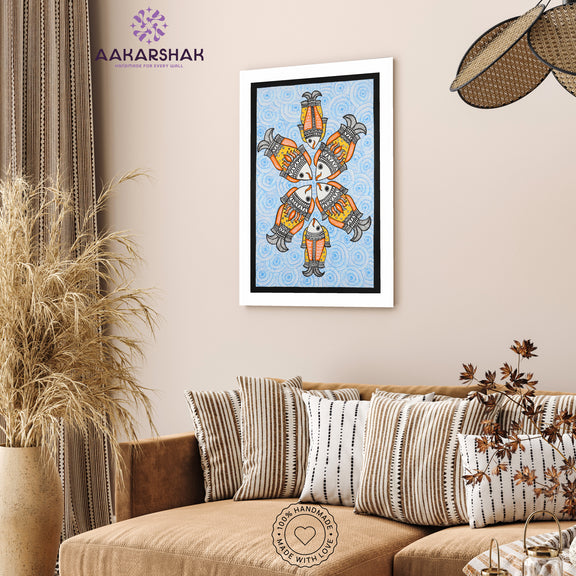 vibrant handmade fish painting-depicting indian folk tradition