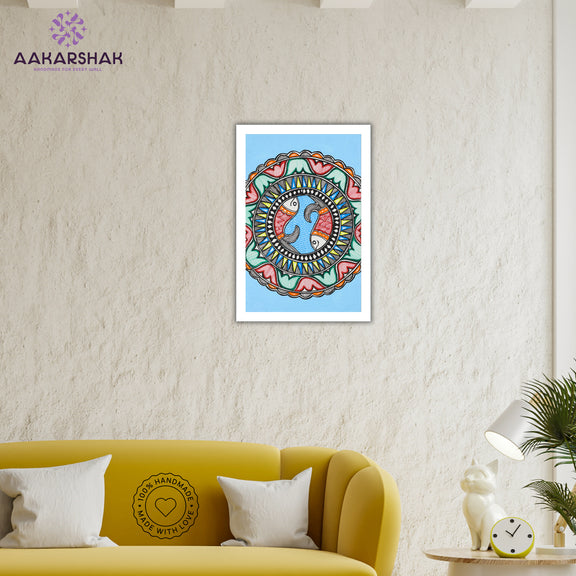 vibrant handmade fish painting-depicting indian folk traditions
