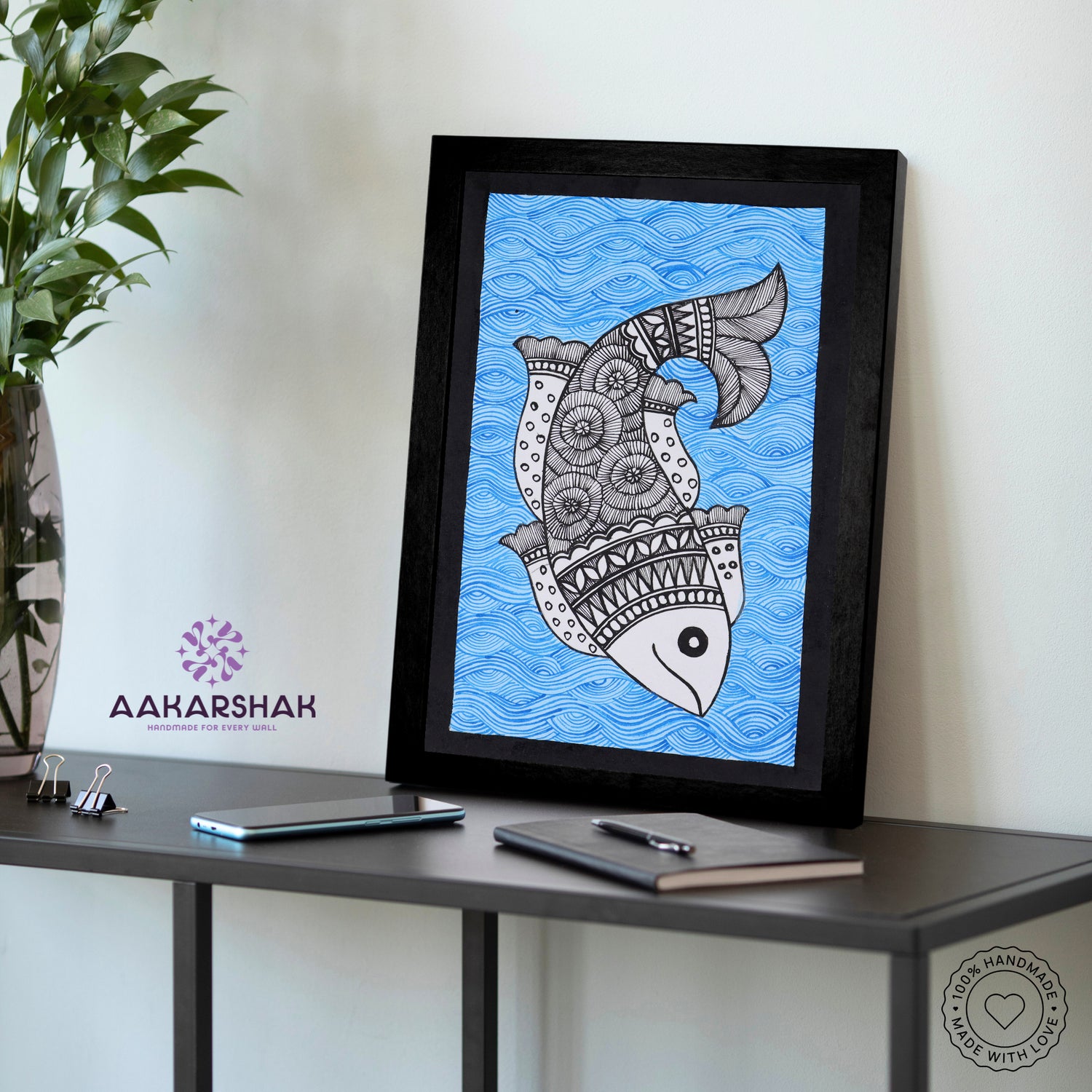 vibrant handmade fish painting-depicting indian folk traditions