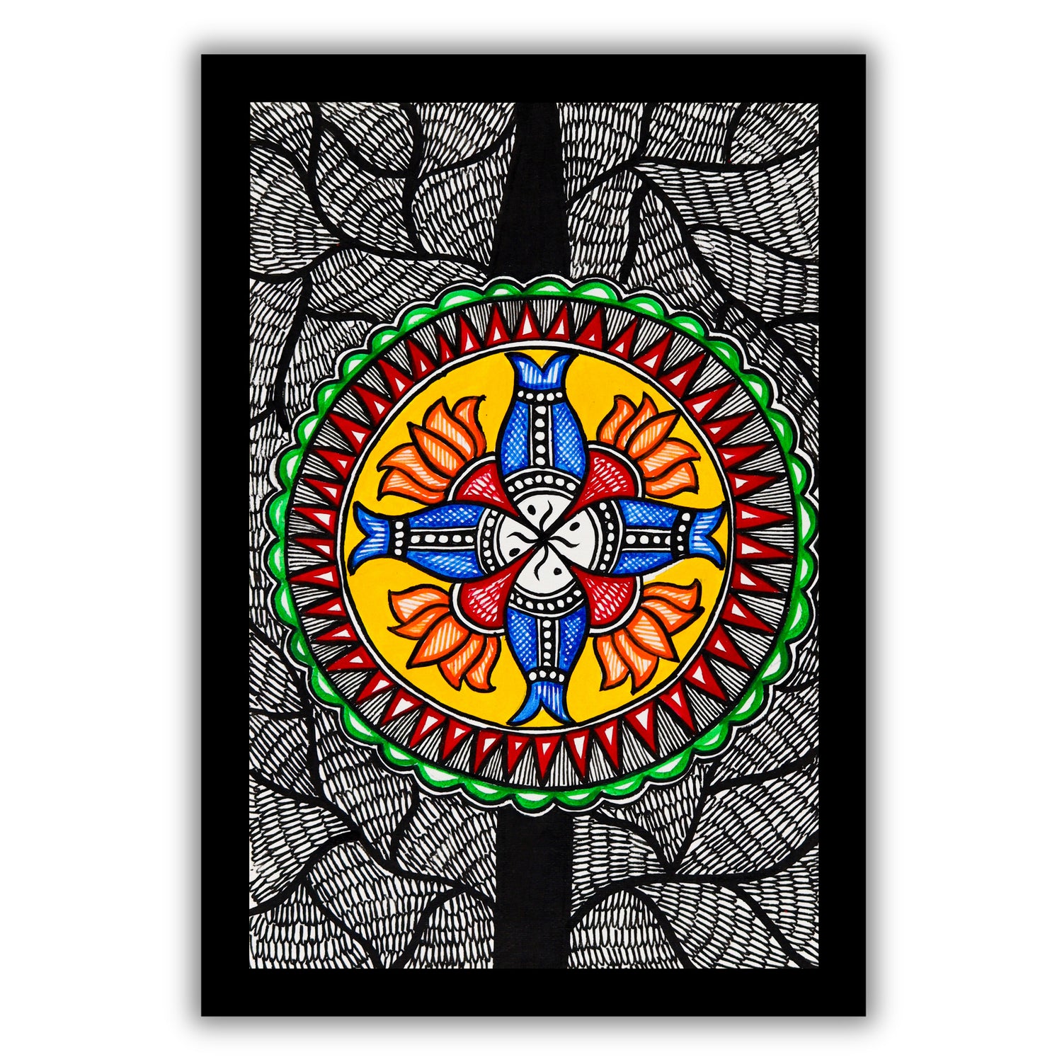 handmade madhubani painting painting fish-in vibrant traditional folk art style
