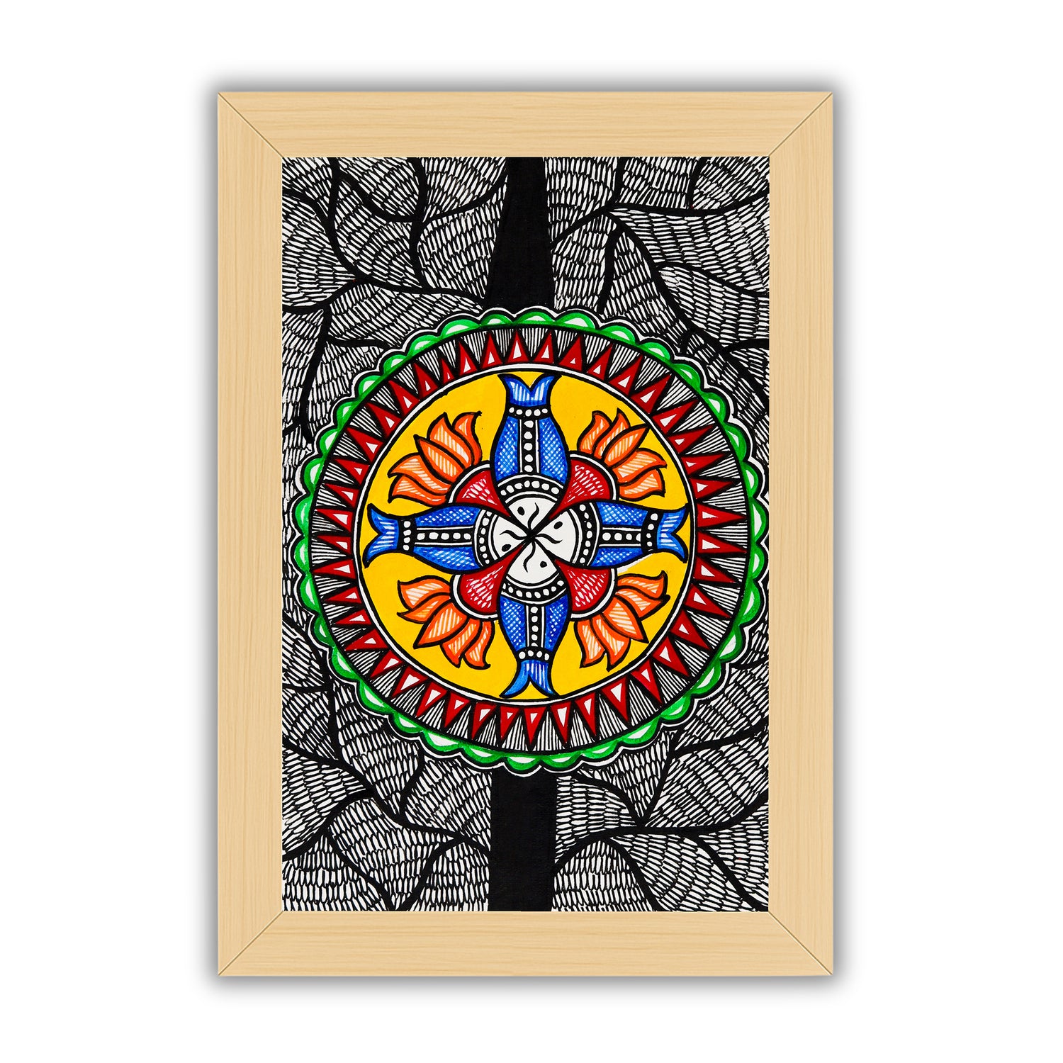 handmade madhubani painting painting fish-in vibrant traditional folk art style
