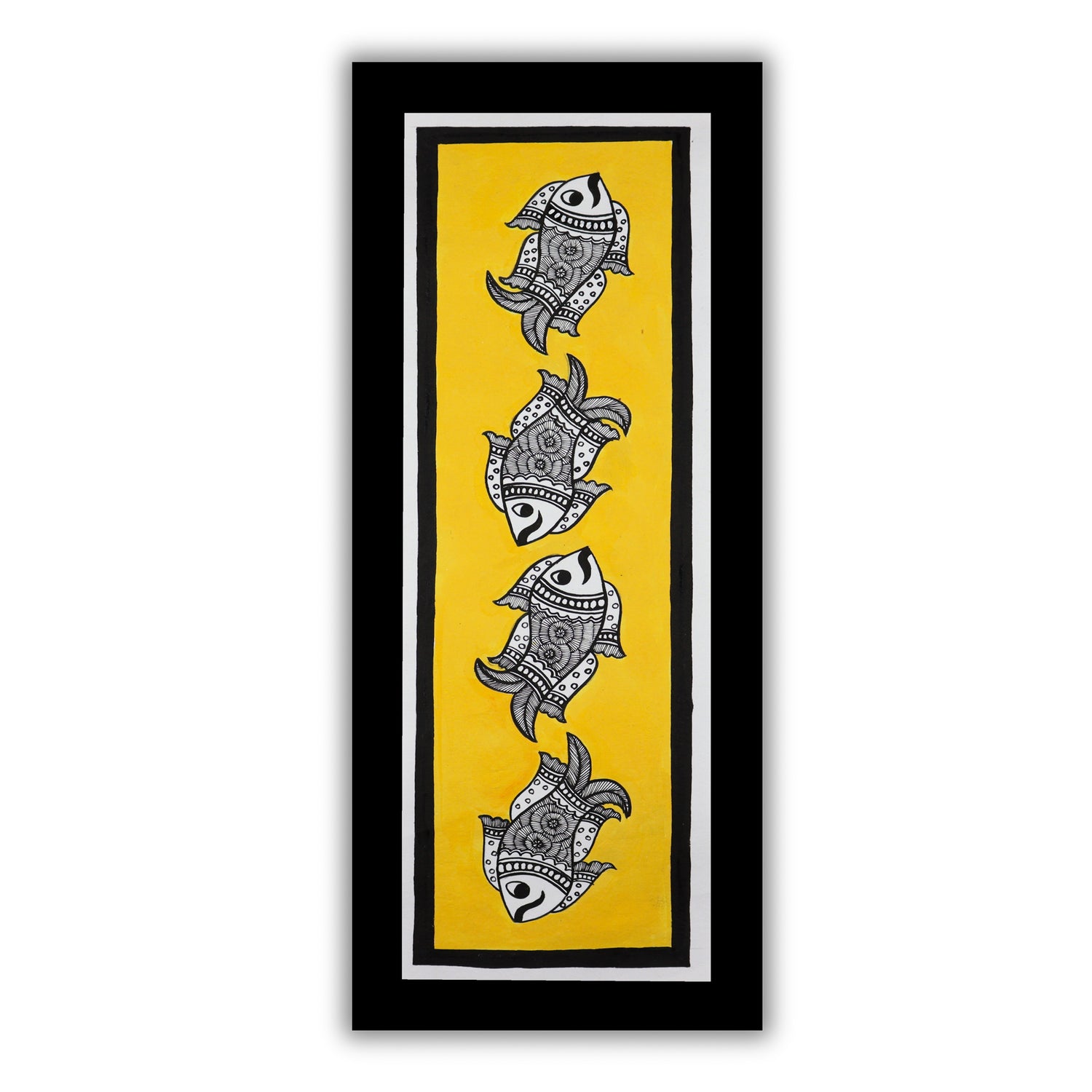 Framed artwork of a colorful fish-with handmade madhubani painting 