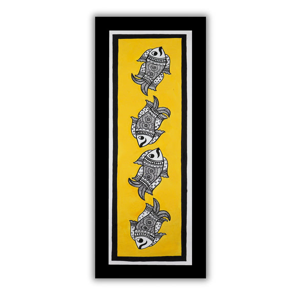 Framed artwork of a colorful fish-with handmade madhubani painting 