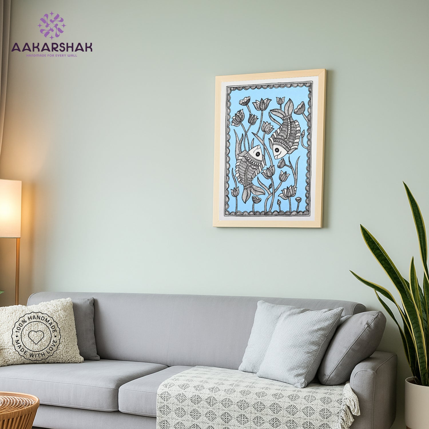 vibrant handmade fish painting-depicting indian folk traditions