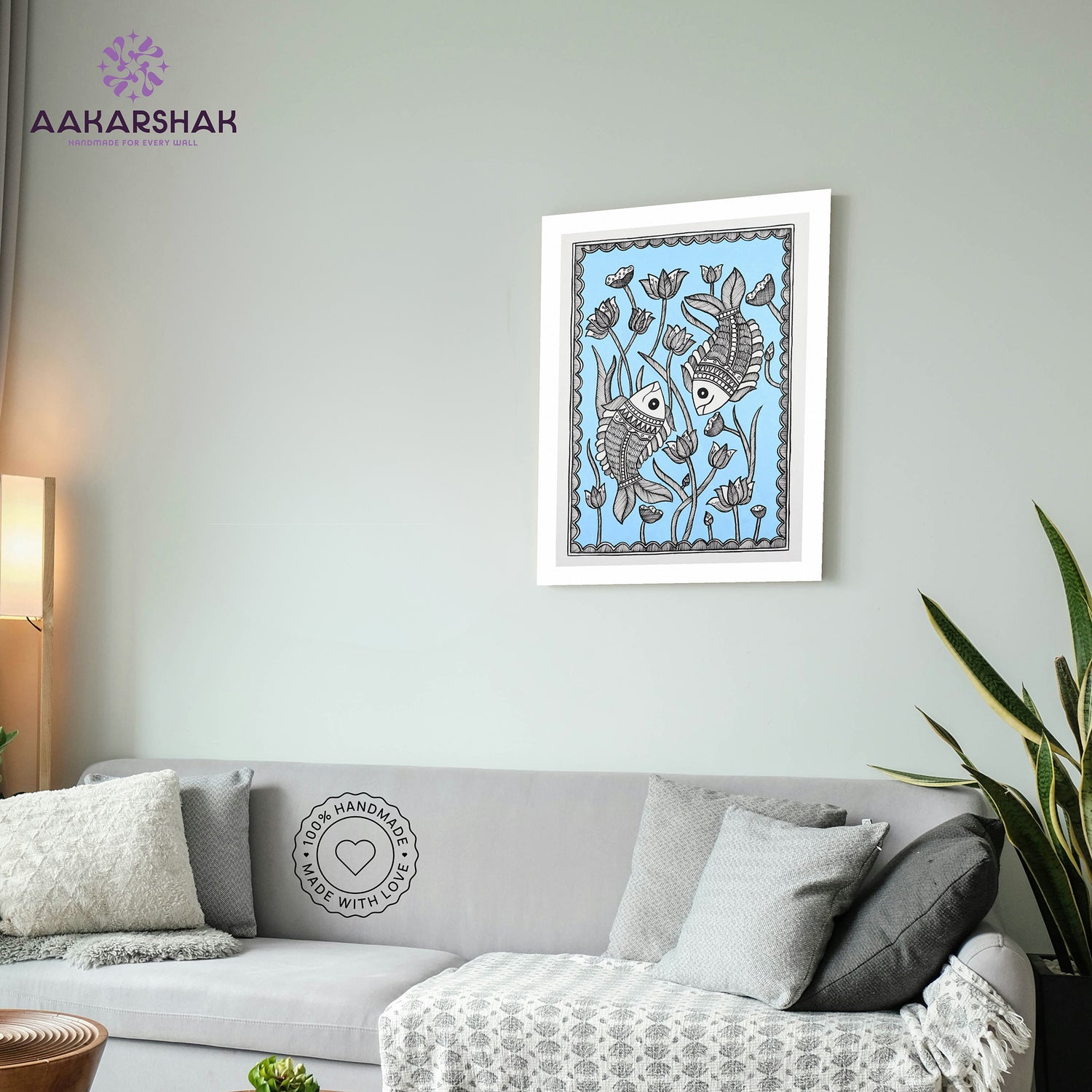 vibrant handmade fish painting-depicting indian folk traditions