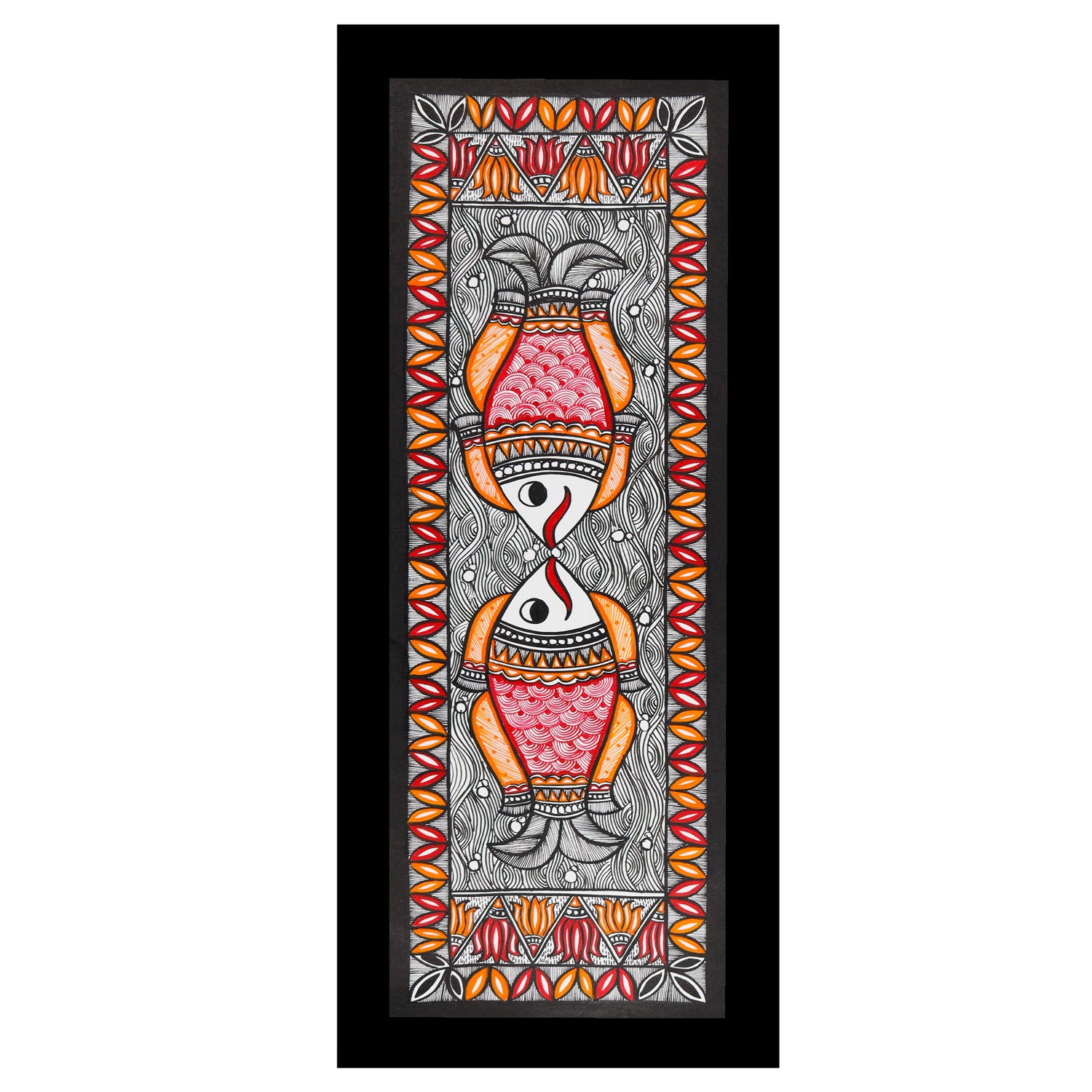 Framed artwork of a colorful fish-with handmade madhubani painting 