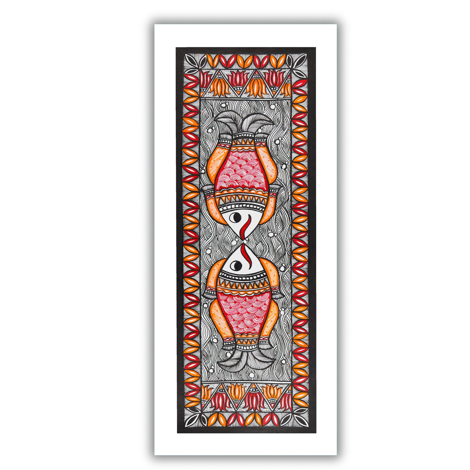 Framed artwork of a colorful fish-with handmade madhubani painting 