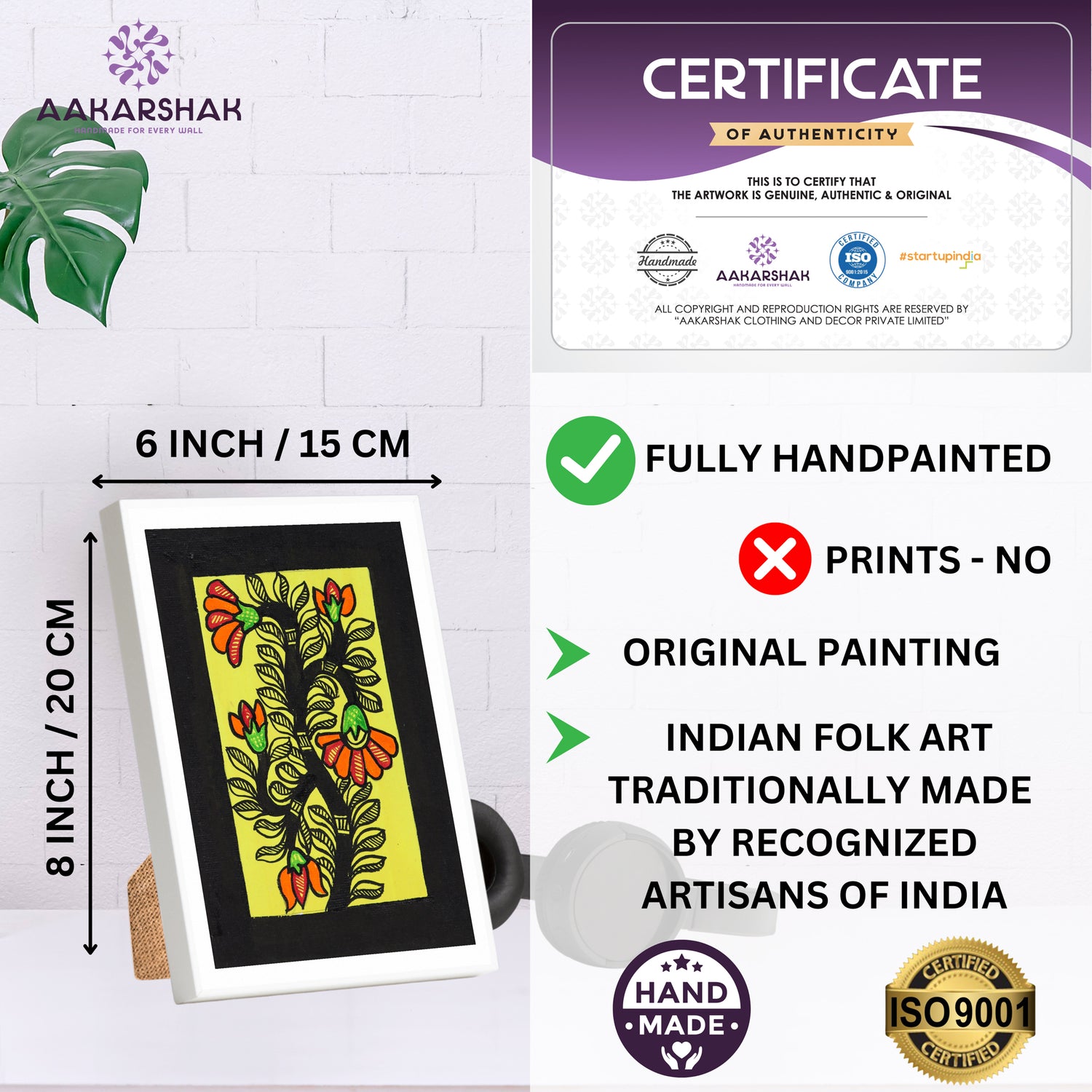 handmade iso certified-madhubani flower painting
