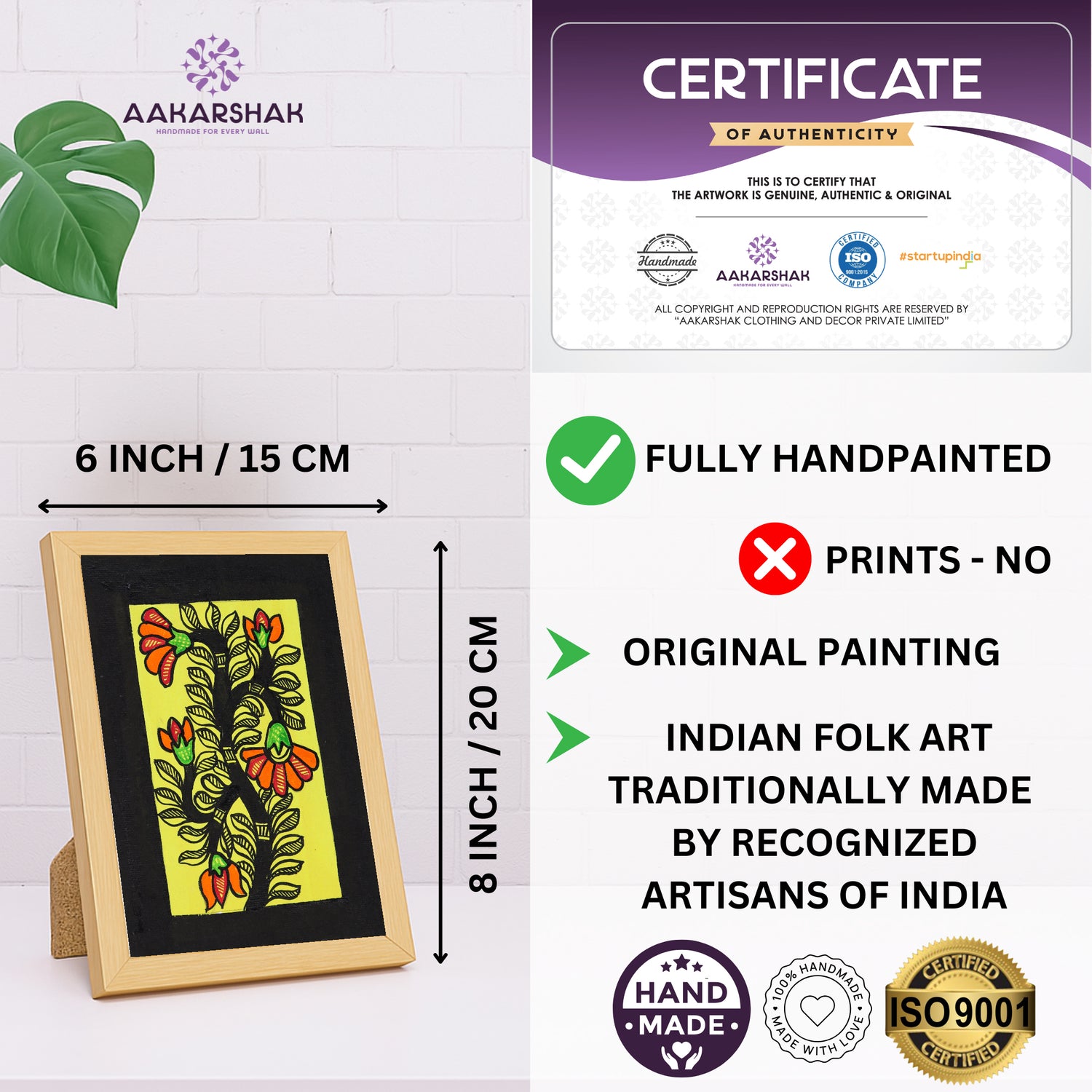 handmade iso certified-madhubani flower painting

