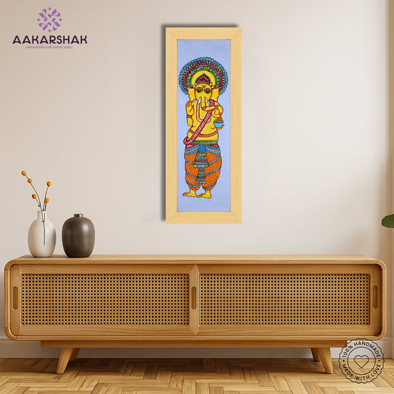 Framed artwork with ganesh design -handmade madhubani painting for home decor