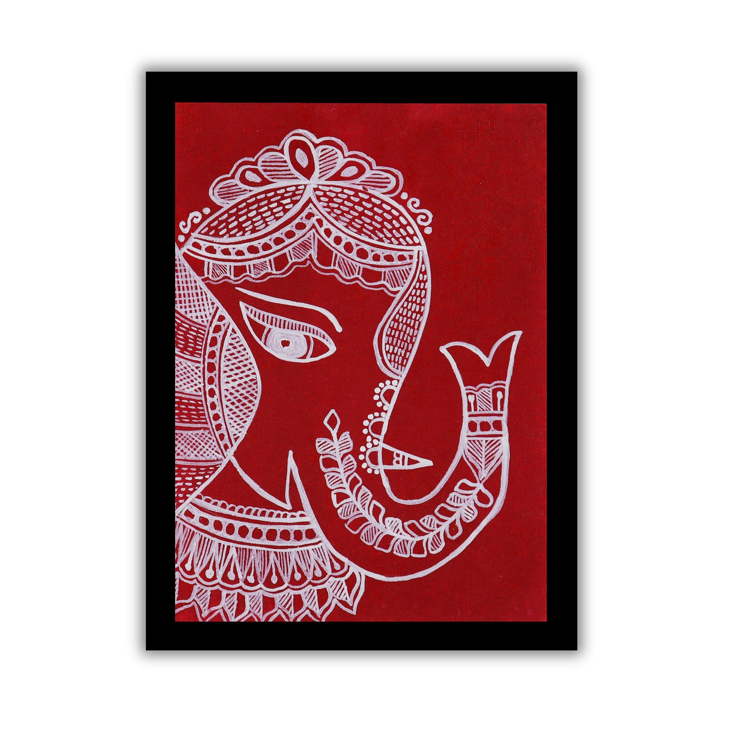 handmade madhubani painting ganesha-in vibrant traditional folk art style
