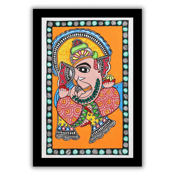 handmade madhubani painting painting ganesha-in vibrant traditional folk art style