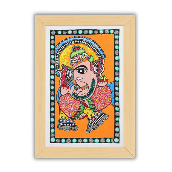 handmade madhubani painting painting ganesha-in vibrant traditional folk art style
