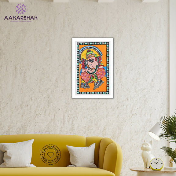 vibrant handmade ganesha painting-depicting indian folk traditions