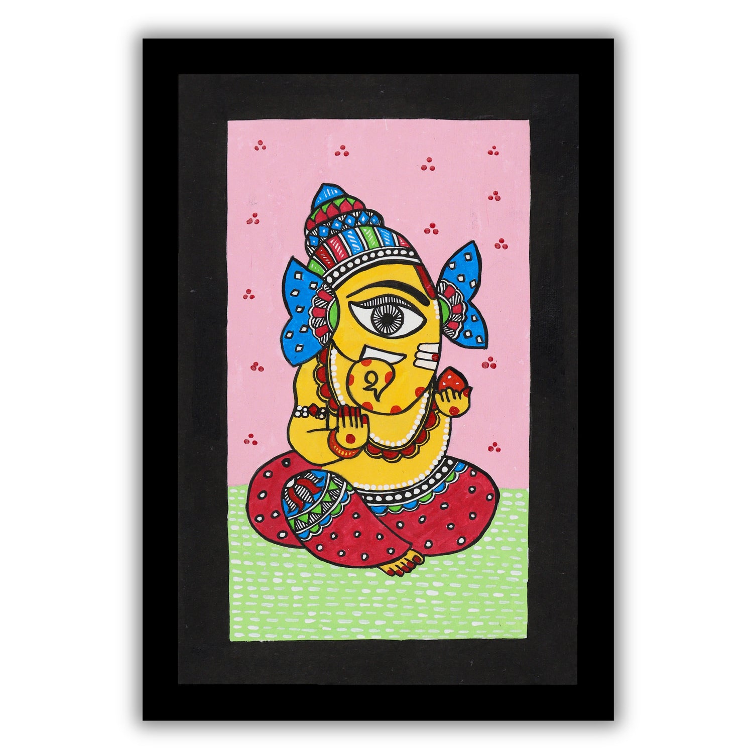 handmade madhubani painting painting ganesha-in vibrant traditional folk art style