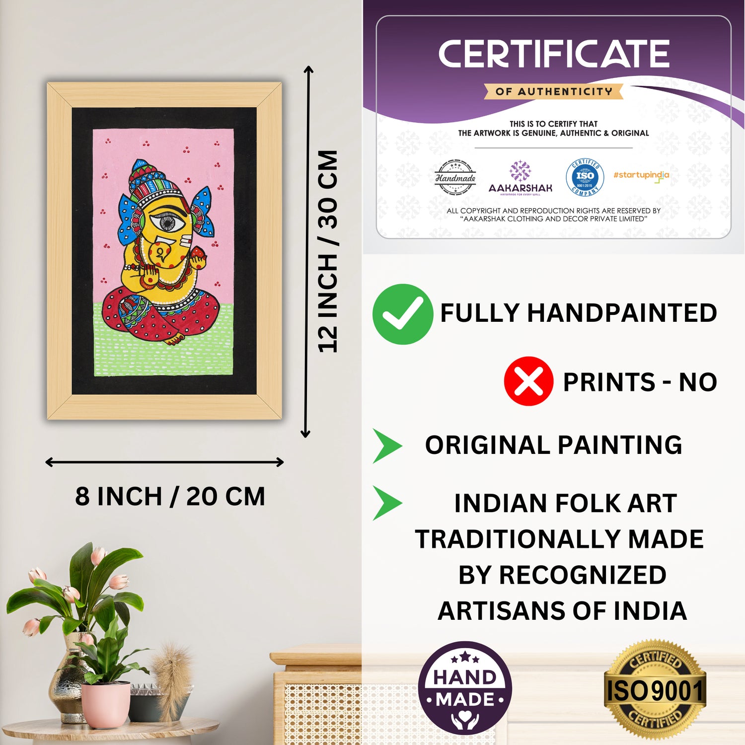 handmade iso certified-ganesha madhubani painting