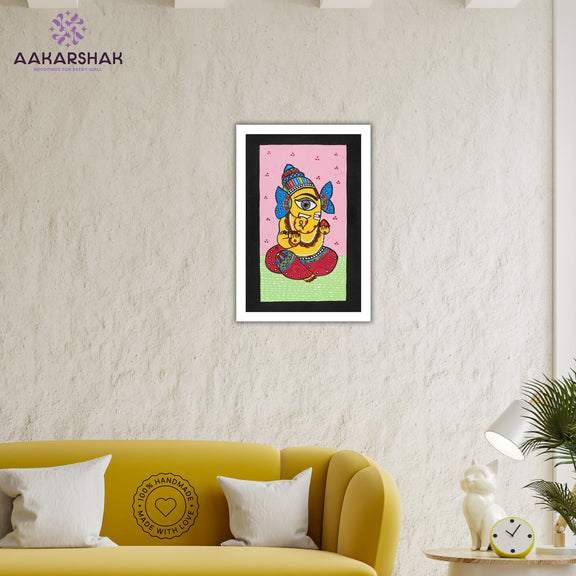vibrant handmade ganesha painting-depicting indian folk traditions