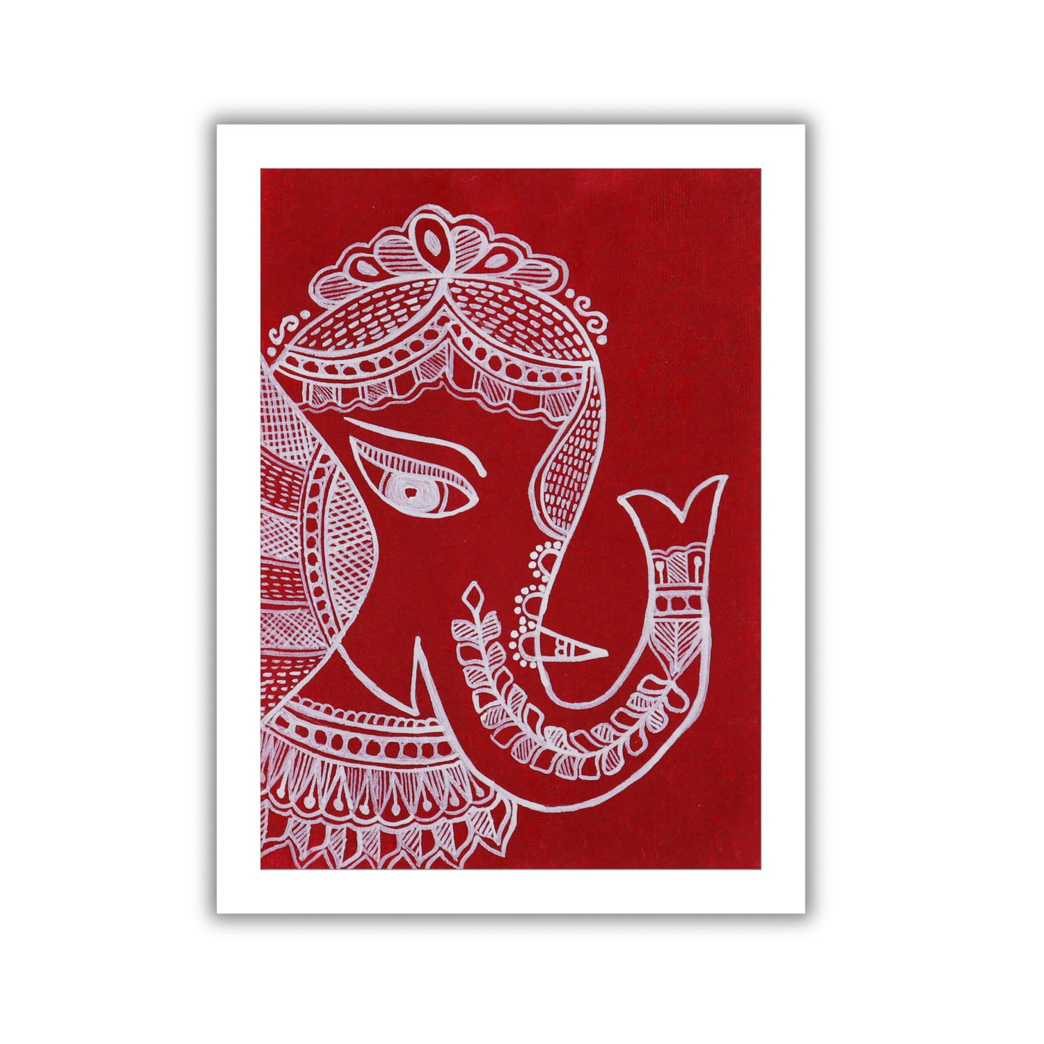 handmade madhubani painting ganesha-in vibrant traditional folk art style
