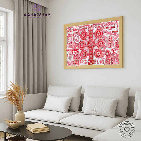 vibrant handmade kobhar painting-depicting indian folk traditions