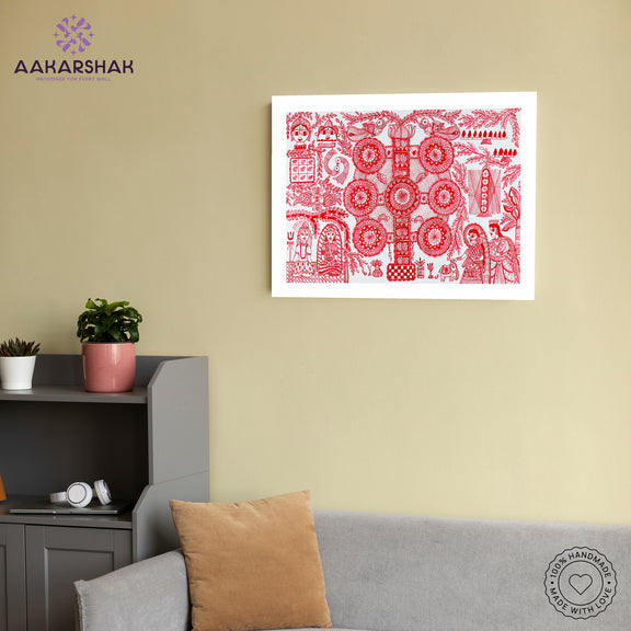 vibrant handmade kobhar painting-depicting indian folk traditions