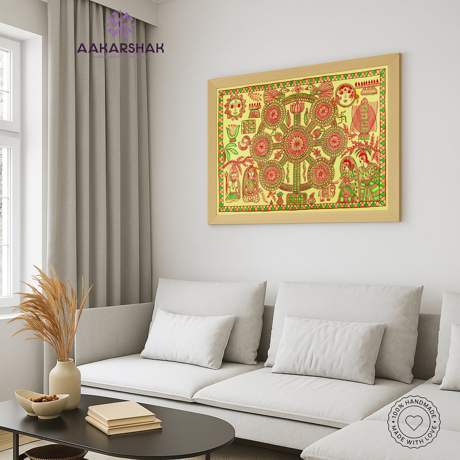 vibrant handmade kobhar painting-depicting indian folk traditions