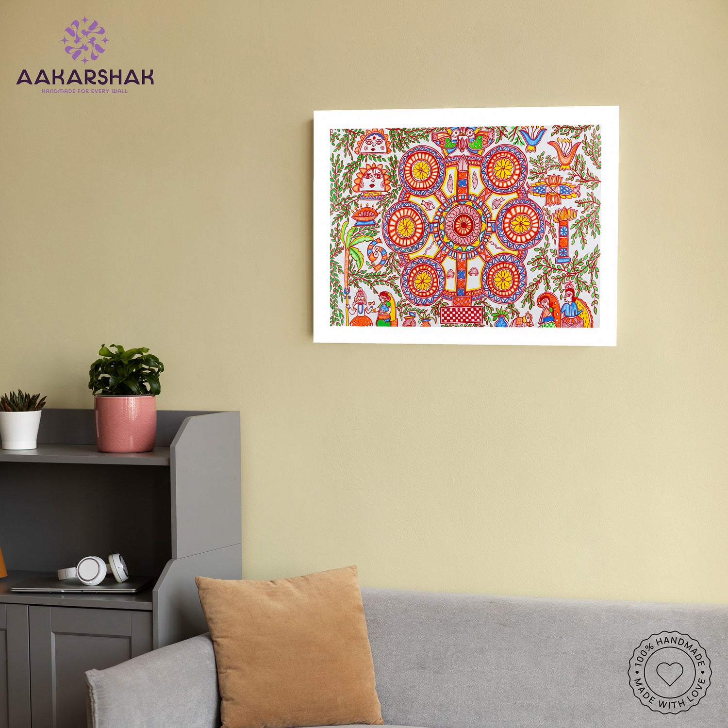 vibrant handmade kobhar painting-depicting indian folk traditions