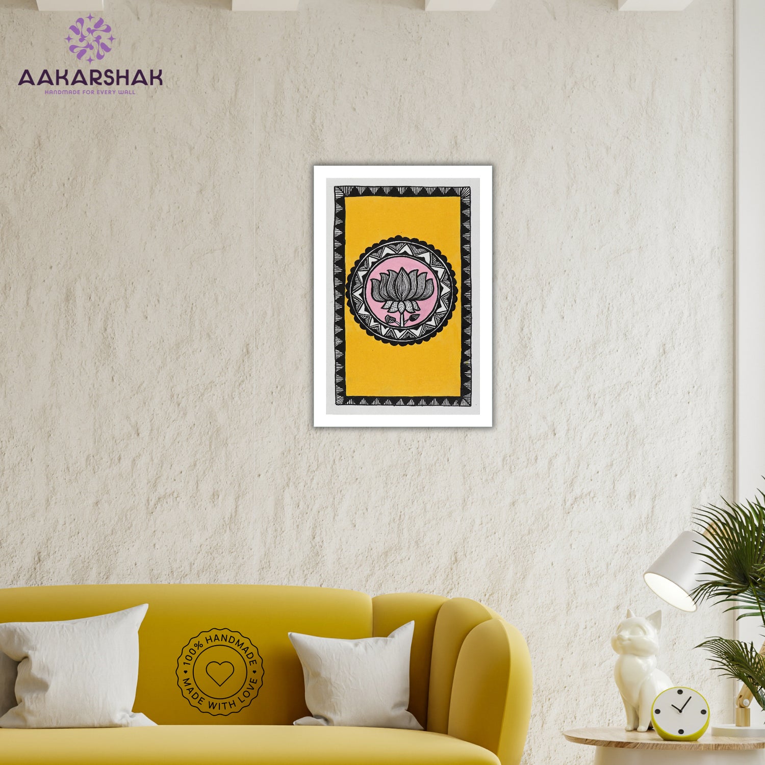 vibrant handmade lotus painting-depicting indian folk traditions