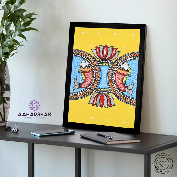vibrant handmade fish painting-depicting indian folk traditions