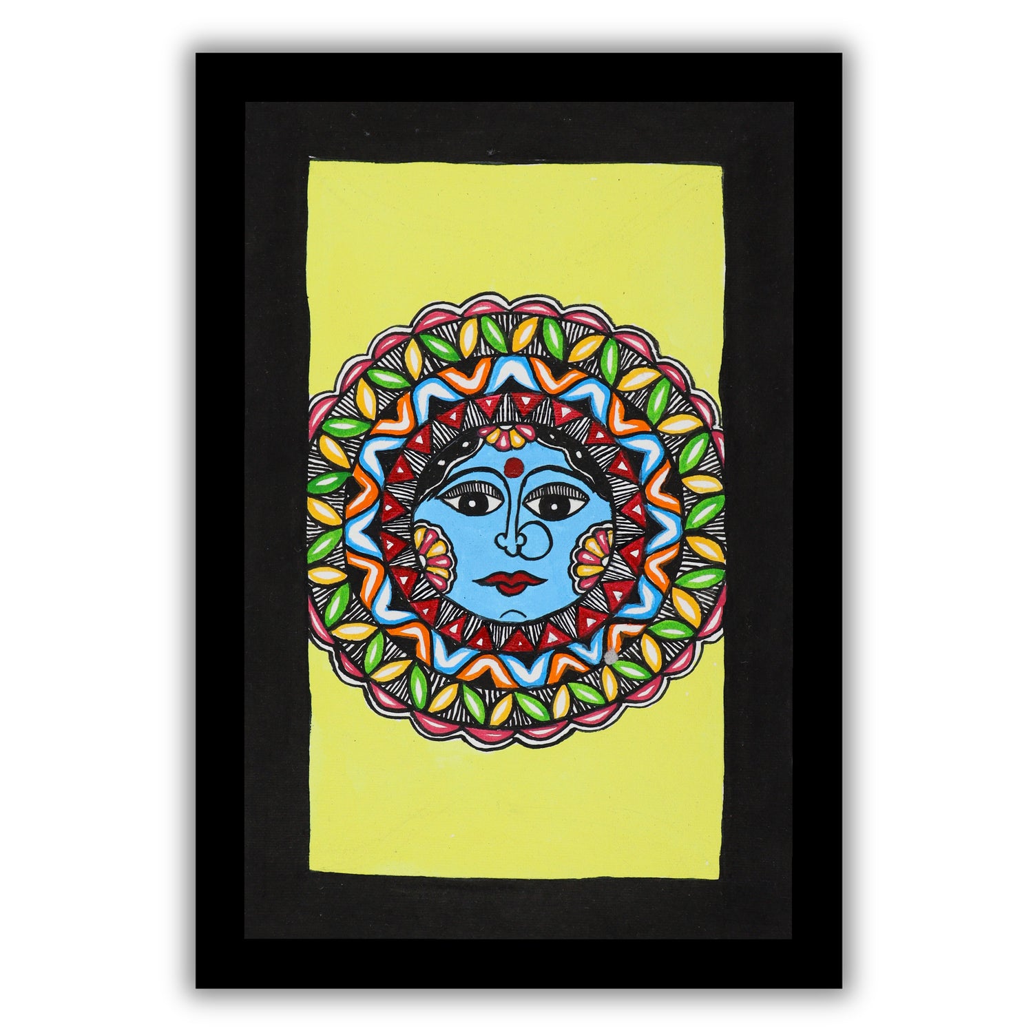 handmade madhubani painting painting moon-in vibrant traditional folk 