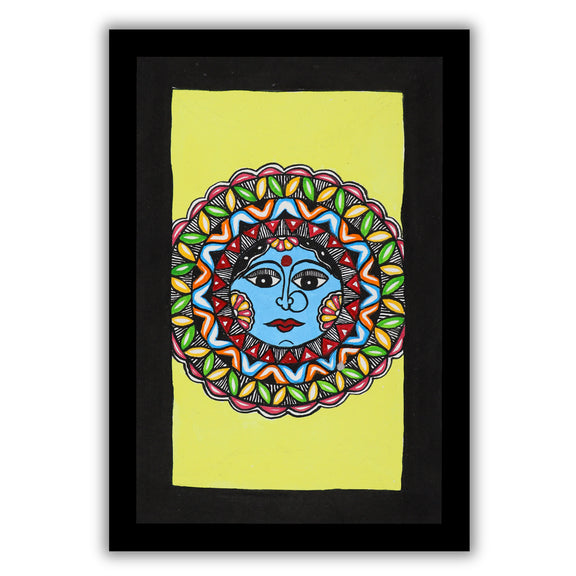 handmade madhubani painting painting moon-in vibrant traditional folk 