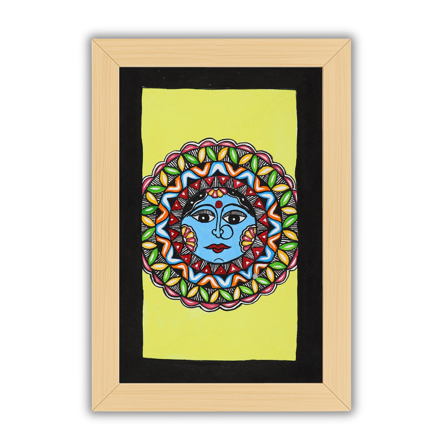 handmade madhubani painting painting moon-in vibrant traditional folk 
