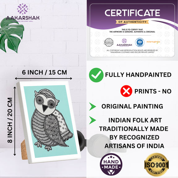 handmade iso certified madhubani-owl painting
